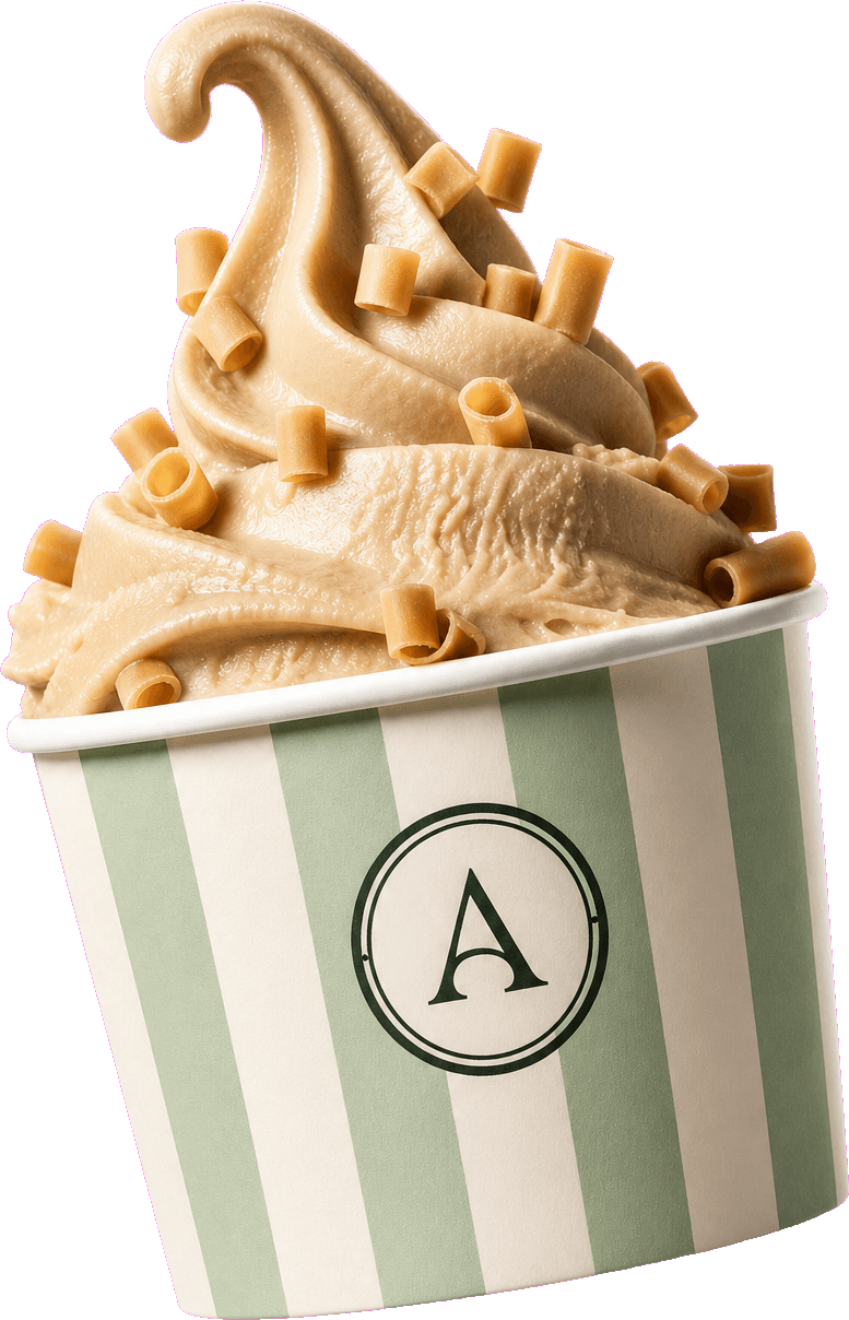 Striped gelato cup with soft serve